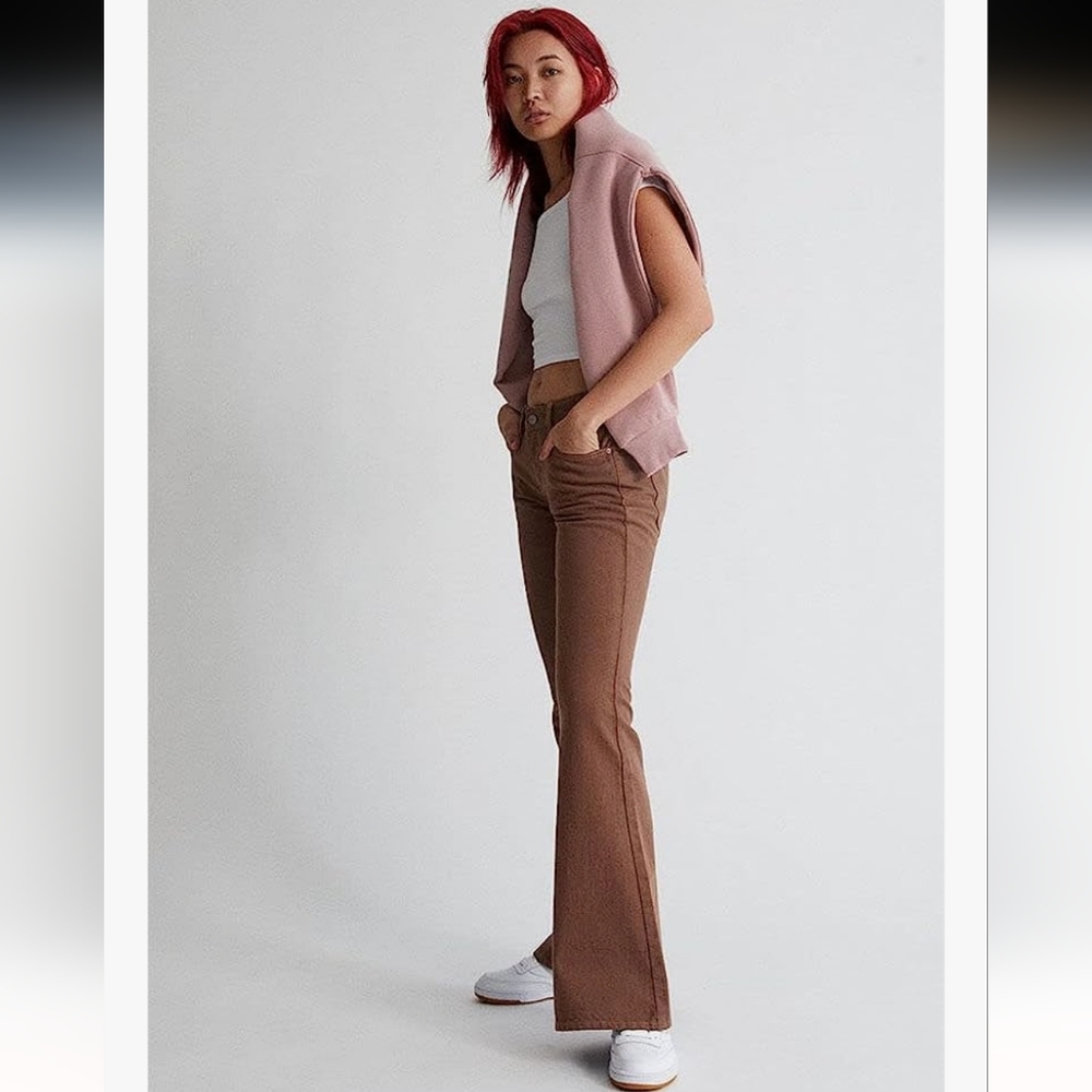 Chocolate Brown Flared Bootcut Jeans - Picture 3 of 4
